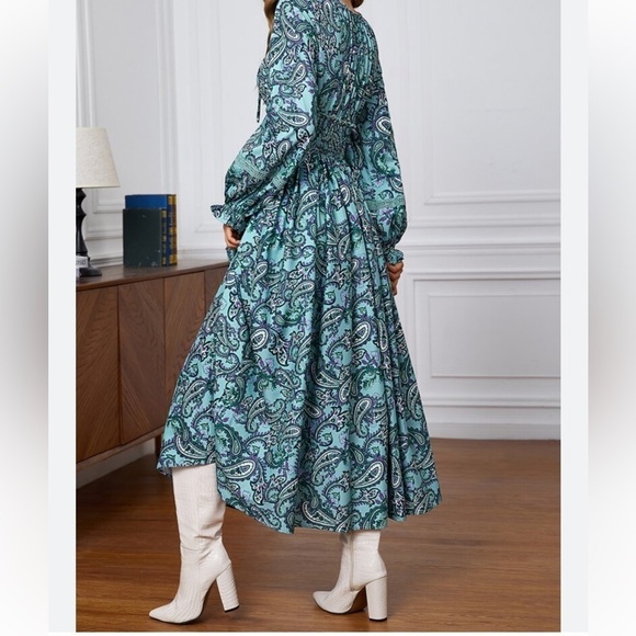 Knox Rose Green Floral Modest Prairie Style Maxi Dress Soft Comfy Cotton New 1X - Picture 3 of 3